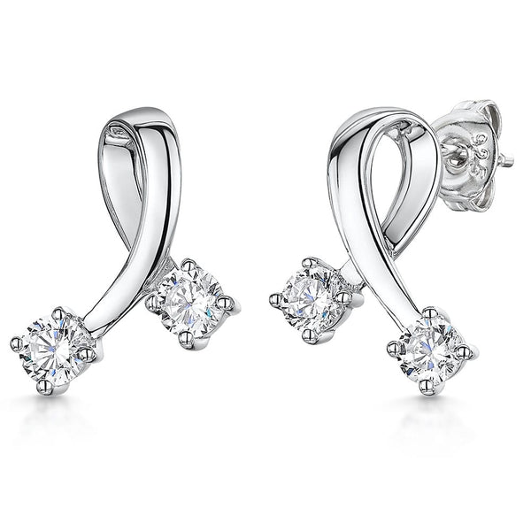 Sterling Silver 'Kiss' Earring With Cubic Zirconias JOOLS by Jenny Brown