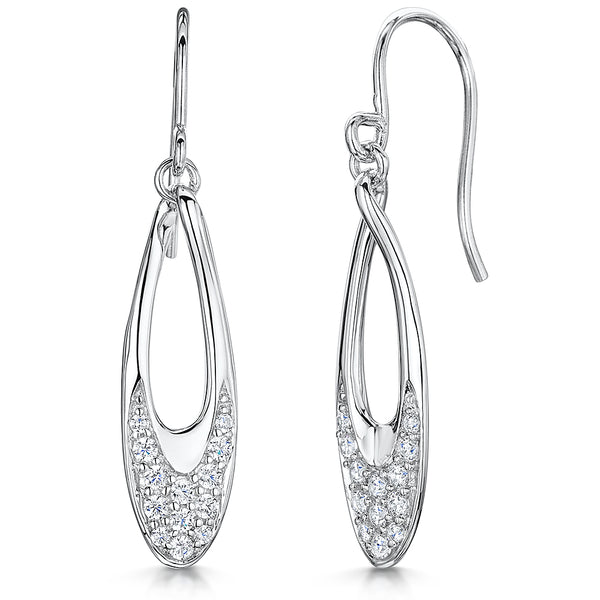 Sterling Silver Open Oval Drop Earrings