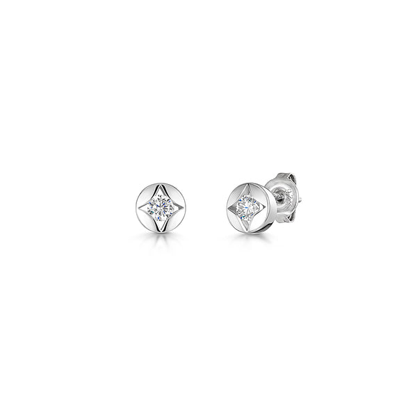 Sterling Silver Round Stud Earring With Star Cutout & Central Cubic Zirconia JOOLS by Jenny Brown