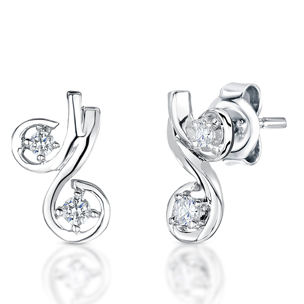 Sterling Silver  Double Curl Stud Earrings- JOOLS by Jenny Brown