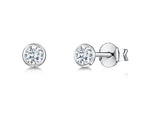 Load image into Gallery viewer, Sterling Silver  3mm Cubic Zirconia Rubover Earrings

