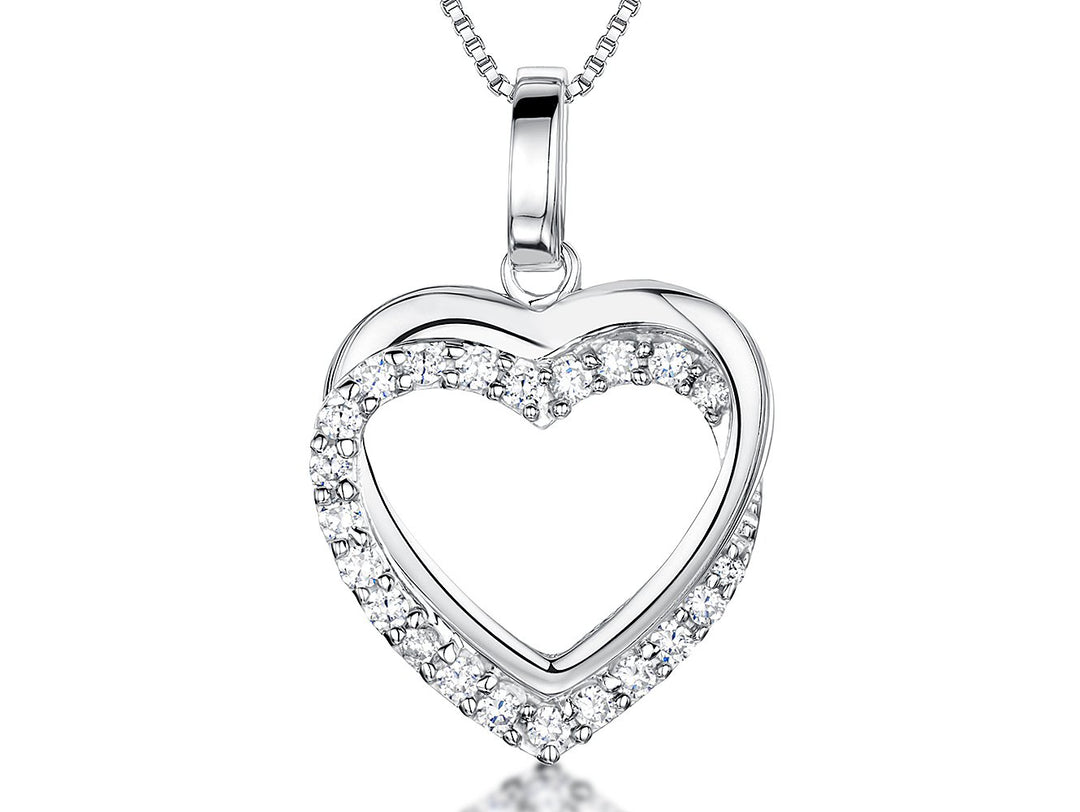 Sterling Silver Double Open Heart Pendant-JOOLS By Jenny Brown