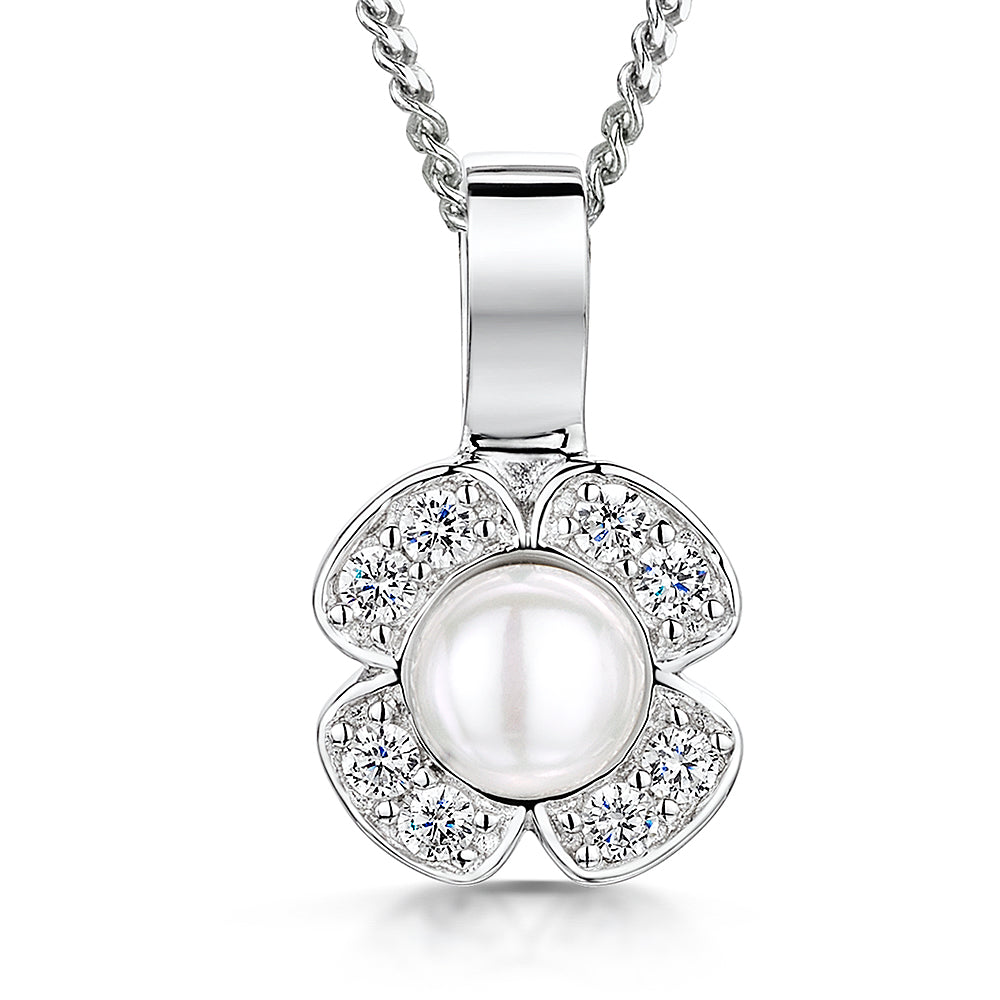 Sterling Silver Freshwater Pearl Flower Pendant - JOOLS By Jenny Brown