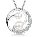 Load image into Gallery viewer, STERLING_SILVER_AND_PEARL_FLOWER_NECKLACE_SET_WITH_A_WHITE_ZIRCONIA_SURROUND_psn3868_1.jpg
