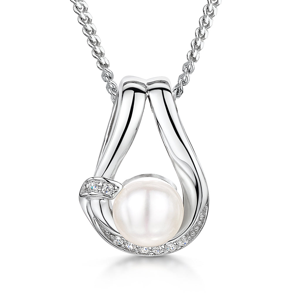 Sterling Silver Pearl  Open Loop Pendant-JOOLS by Jenny Brown