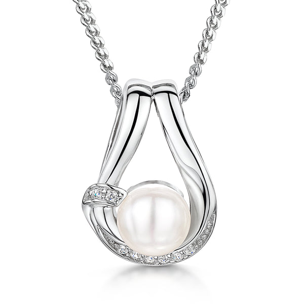 Sterling Silver Pearl  Open Loop Pendant-JOOLS by Jenny Brown