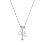 Load image into Gallery viewer, Sterling Silver Two Pearl Pendant With Pave Cubic Zirconias JOOLS by Jenny Brown
