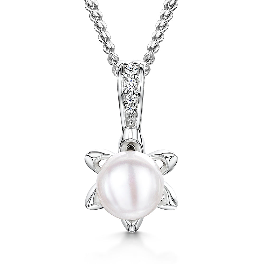 Sterling Silver And Freshwater Pearl Necklace With A Silver Star SurroundNecklace - JOOLS By Jenny Brown
