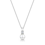 Load image into Gallery viewer, Sterling Silver Pearl Pendant Topped With A Cubic Zirconia-JOOLS by Jenny Brown
