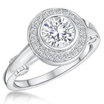 Load image into Gallery viewer, Sterling Silver Halo Ring With A Round Brilliant Cut 1.3 Carat Cubic ZirconiaRings - JOOLS By Jenny Brown
