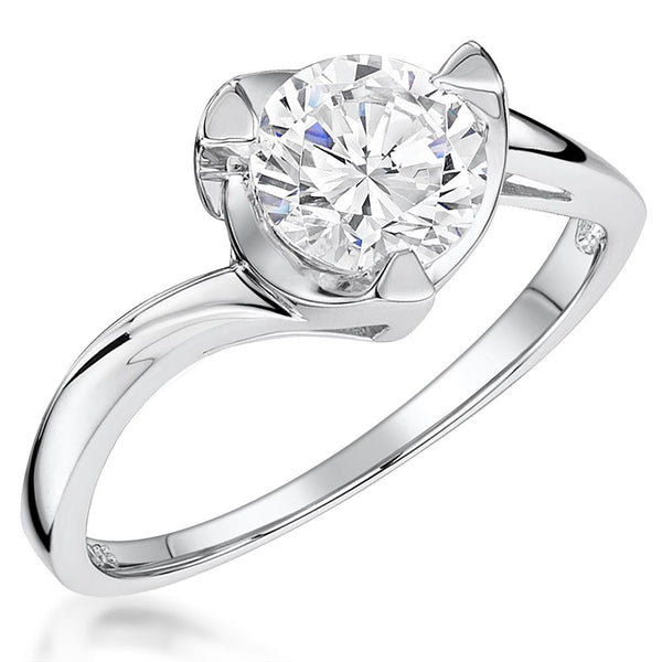 Sterling Silver Solitaire Ring Set With A 1.3 Carat Cubic Zirconia In a Twisted Setting - JOOLS By Jenny Brown