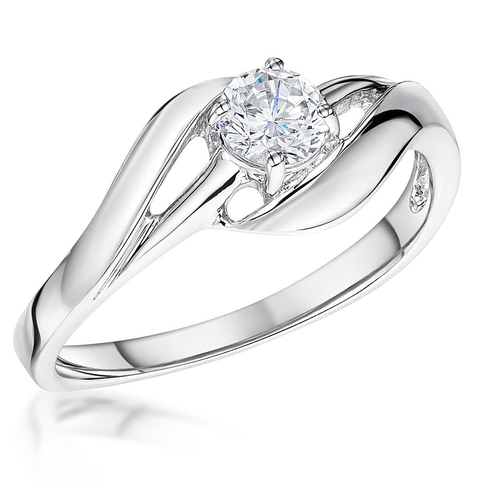 Sterling Silver Solitaire Ring In An Open Twist Setting JOOLS by Jenny Brown