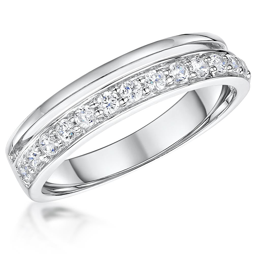 Sterling Silver Half Zirconia Ring