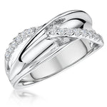 Load image into Gallery viewer, Sterling Silver and Cubic Zirconia Ring In A Cross Over Stone Set Band JOOLS by Jenny Brown
