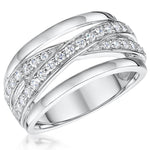 Load image into Gallery viewer, Sterling Silver Ring With A  Double Row Of  Cubic Zirconia
