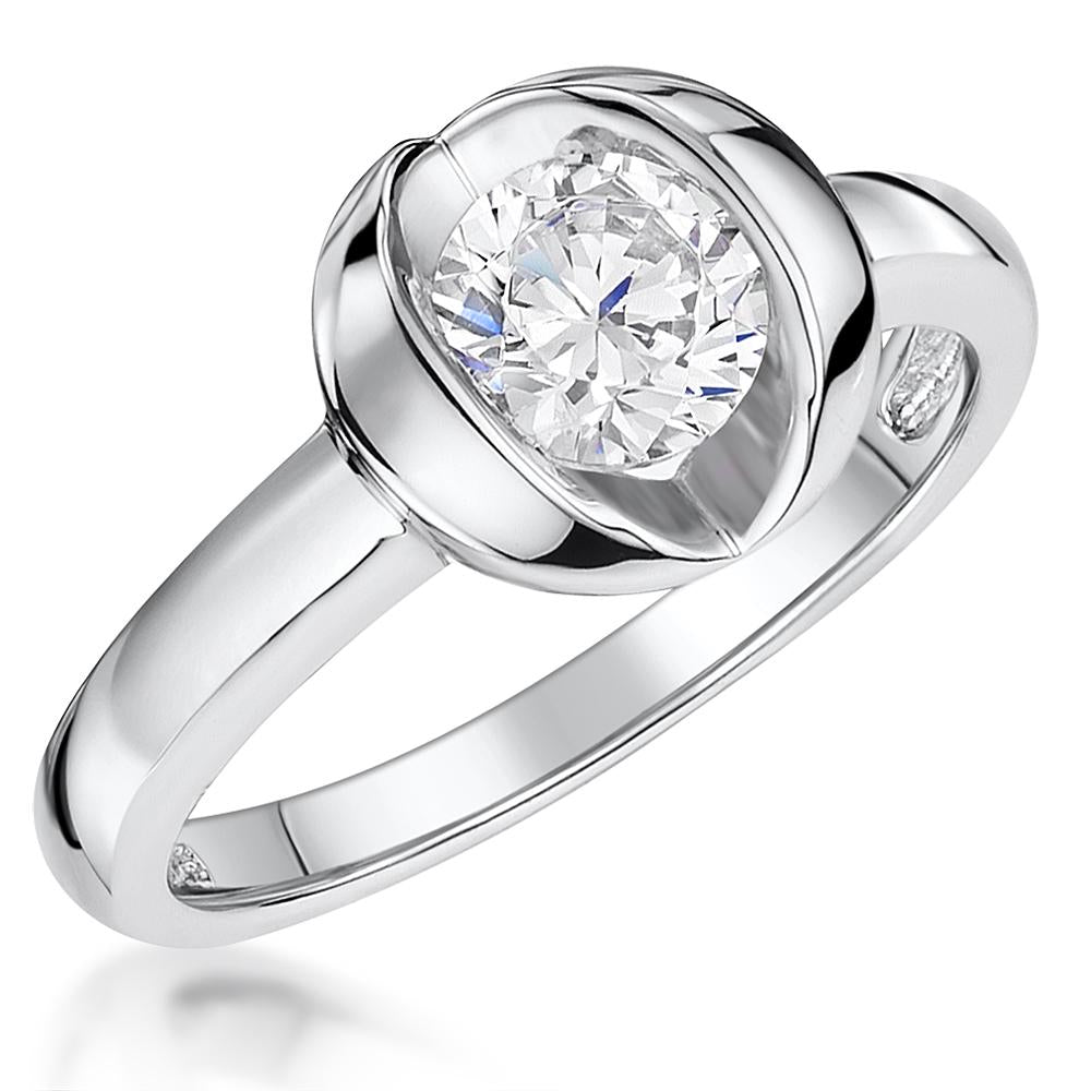 Sterling Silver Open Tension Set Cubic Zirconia Ring-JOOLS by Jenny Brown