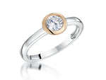 Load image into Gallery viewer, Sterling Silver Rose Gold Bezel Set Solitaire Ring - JOOLS By Jenny Brown
