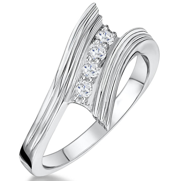 Sterling Silver  Four Stone Cubic Zirconia Ring JOOLS by Jenny Brown