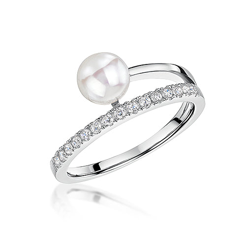 Sterling Silver Pearl Ring With Cubic Zirconia -JOOLS by  Jenny Brown