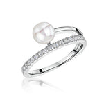 Load image into Gallery viewer, Sterling Silver Pearl Ring With Cubic Zirconia -JOOLS by  Jenny Brown
