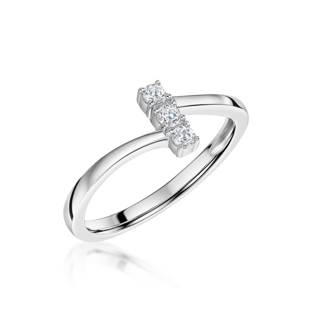 Sterling Silver Ring With Vertical Row Of 3 Cubic Zirconias JOOLS by Jenny Brown