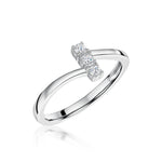 Load image into Gallery viewer, Sterling Silver Ring With Vertical Row Of 3 Cubic Zirconias JOOLS by Jenny Brown
