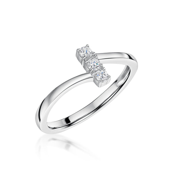 Sterling Silver Ring With Vertical Row Of 3 Cubic Zirconias JOOLS by Jenny Brown