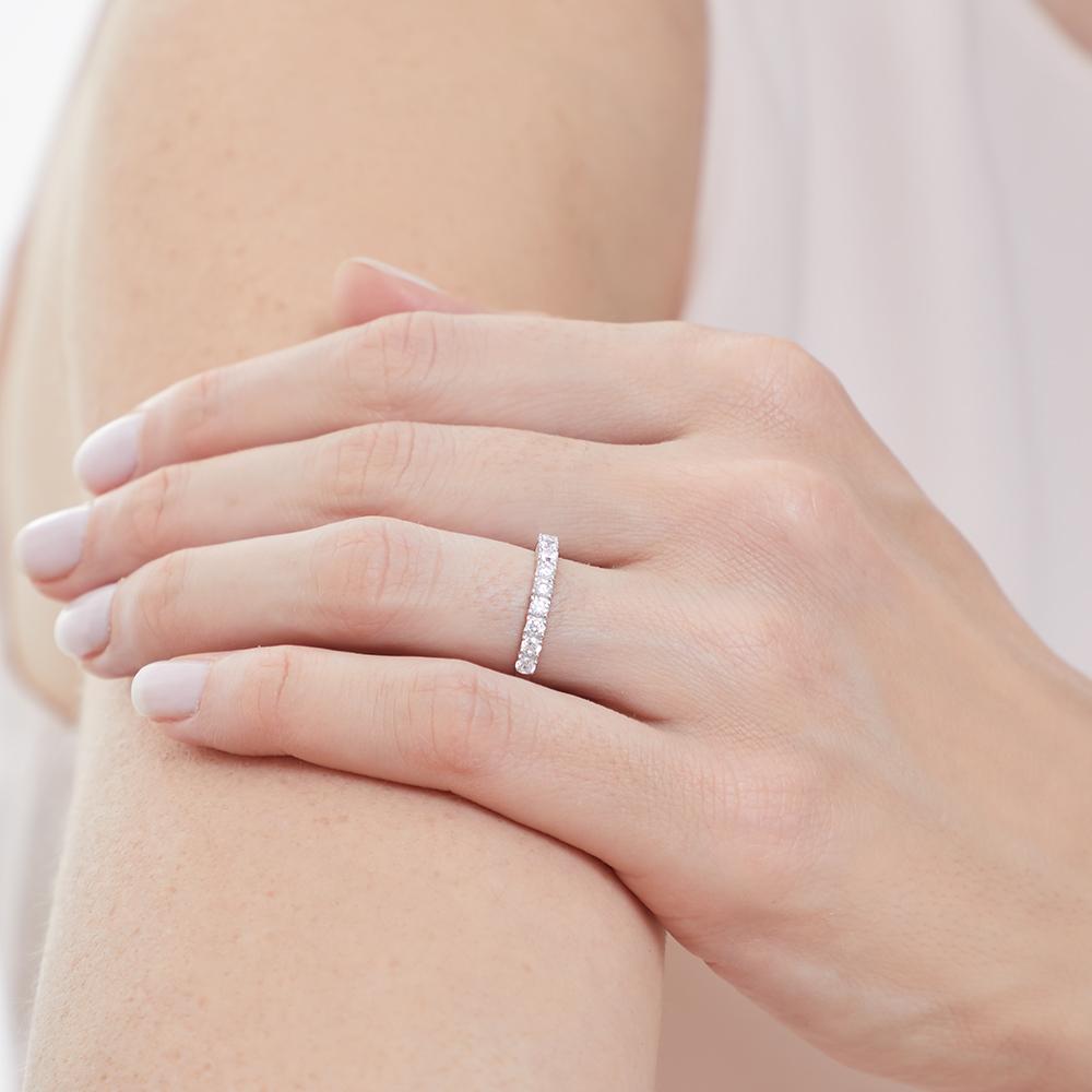 Sterling Silver And Cubic Zirconia Half Eternity Ring - JOOLS By Jenny Brown