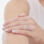 Load image into Gallery viewer, Sterling Silver Ring  Half Pave Set Band With Cubic Zirconia StonesRings - JOOLS By Jenny Brown
