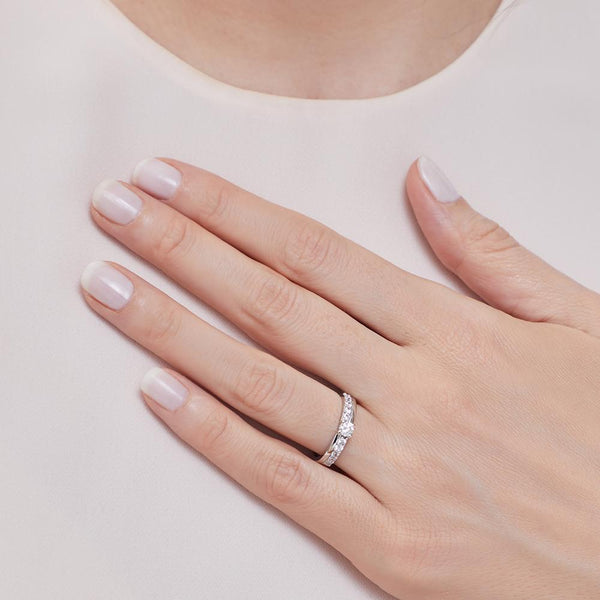 Sterling Silver Solitaire  Cubic Zirconia  Ring With A  Quarter Carat  Centre Stone And Channel Set Stone ShouldersRings - JOOLS By Jenny Brown