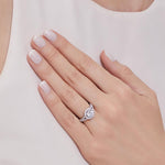 Load image into Gallery viewer, Sterling Silver Halo Ring Set With A 1.3 Carat White Zirconia Centre StoneRings - JOOLS By Jenny Brown
