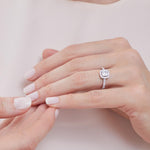 Load image into Gallery viewer, A sterling silver square  1.25ct princess cut cubic zirconia ring with halo stones-JOOLS by Jenny Brown
