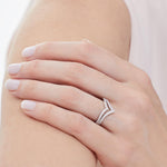Load image into Gallery viewer, Sterling Silver Wishbone Ring Set With  Cubic Zirconia  StonesRings - JOOLS By Jenny Brown
