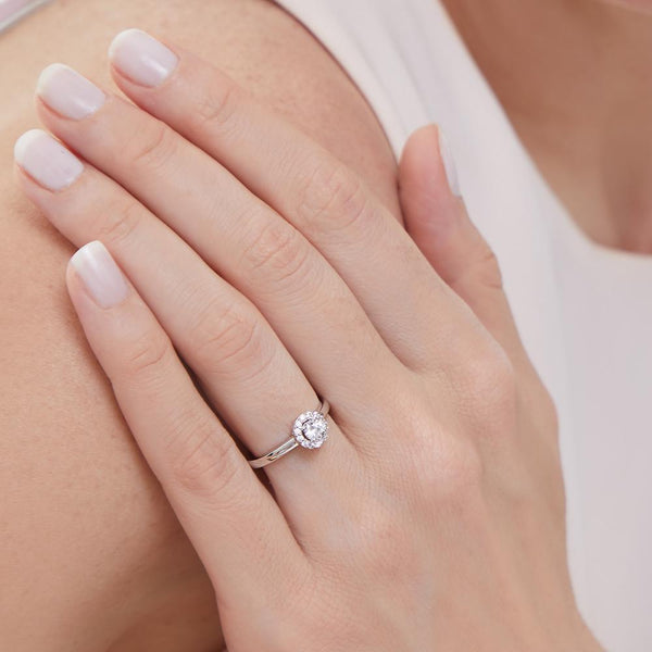 Sterling Silver  Quarter Carat Halo  Ring-JOOLS by Jenny  Brown