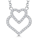 Load image into Gallery viewer, Sterling Silver Double  HeartNecklace With  A Cubic Zirconia Surroundpendants - JOOLS By Jenny Brown
