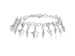 Load image into Gallery viewer, Sterling Silver And Cubic Zirconia Charm Style Bracelet With Dangly Stars
