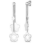 Load image into Gallery viewer, Sterling Silver Drop Earring With Solid &amp; Open Flowers
