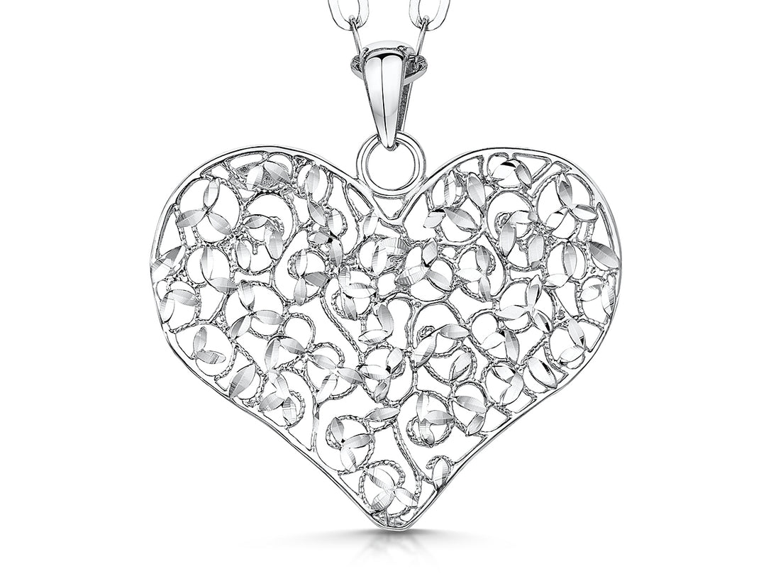 Sterling Silver Mesh Heart Pendant