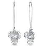 Load image into Gallery viewer, Sterling Silver Satin Flower Drop Earrings
