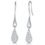 Load image into Gallery viewer, Sterling Silver  Pave &amp; Plain Drop Earrings
