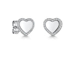 Load image into Gallery viewer, Sterling Silver Large Pave Surround Heart  Earrings
