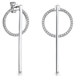 Load image into Gallery viewer, Sterling-Silver-White-Zirconia-Circles-Earrings-With-A-Detachable-Silver-Bar-Drop
