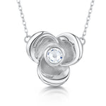 Load image into Gallery viewer, Sterling Silver Satin Finished Flower Necklace

