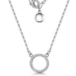 Load image into Gallery viewer, Sterling-Silver-Circle-Set-With-White-Cubic-Zirconia-Stones-Suspended-on-A-Fixed-Silver-Chain
