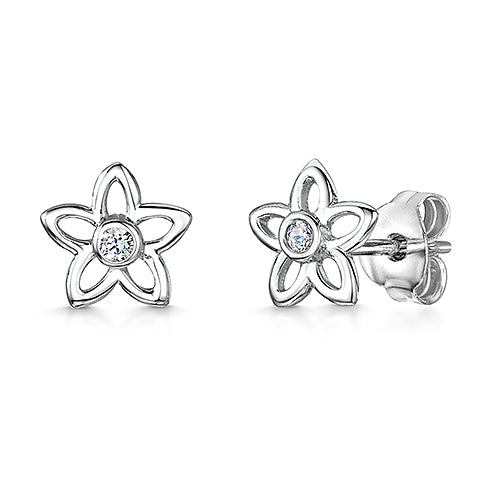 Sterling Silver Small Open Petal Flower Earrings