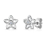 Load image into Gallery viewer, Sterling Silver Small Open Petal Flower Earrings

