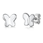Load image into Gallery viewer, Sterling Silver Solid Butterfly Stud Earrings
