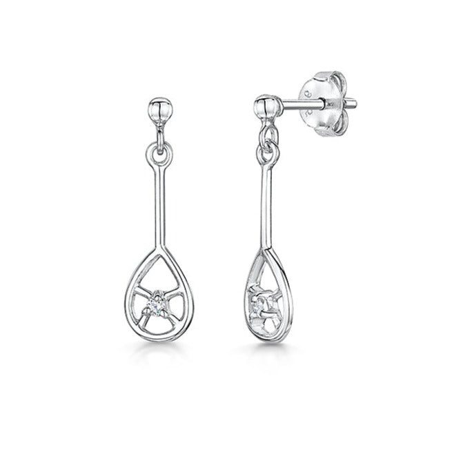 Sterling Silver Drop With Open Teardrop & Floating Cubic Zirconia