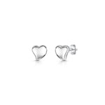 Load image into Gallery viewer, Sterling Silver Plain Offset Heart Stud Earringsearrings - JOOLS By Jenny Brown
