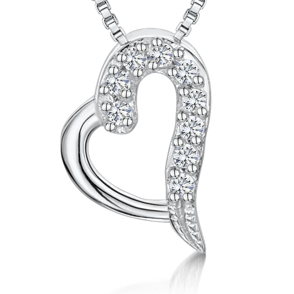 Sterling Silver Pendant -Tiny Heart With Pave Set With Cubic Zirconia ...